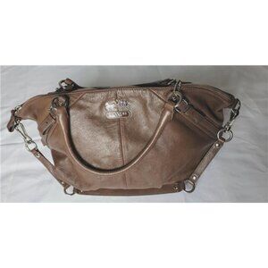 Vintage Coach Brown Leather Shoulder Bag Satchel Silver Hardware 17"